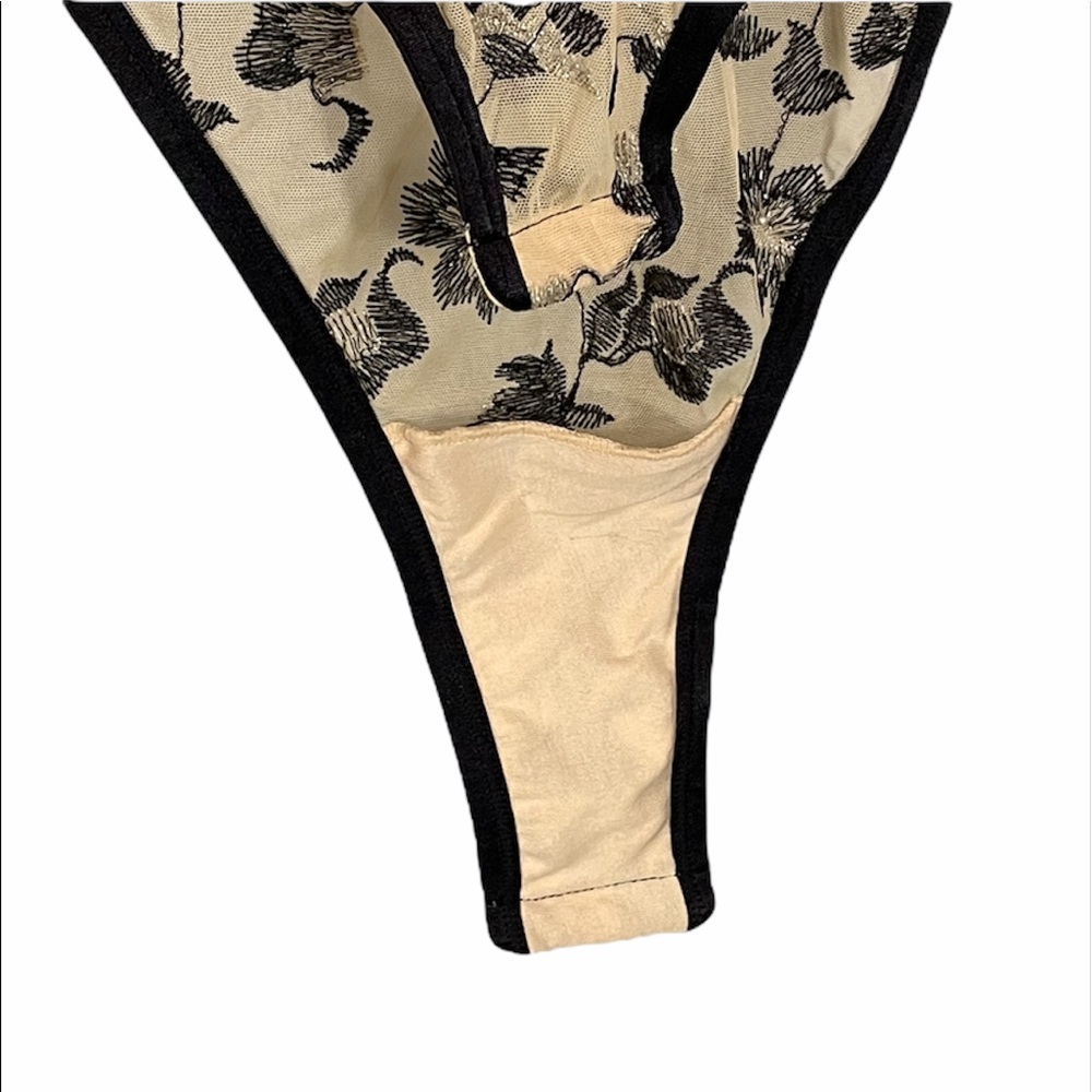 NWT INC International Concepts Sheer Mesh Metallic Floral Sexy Bodysuit Size S - Picture 10 of 16